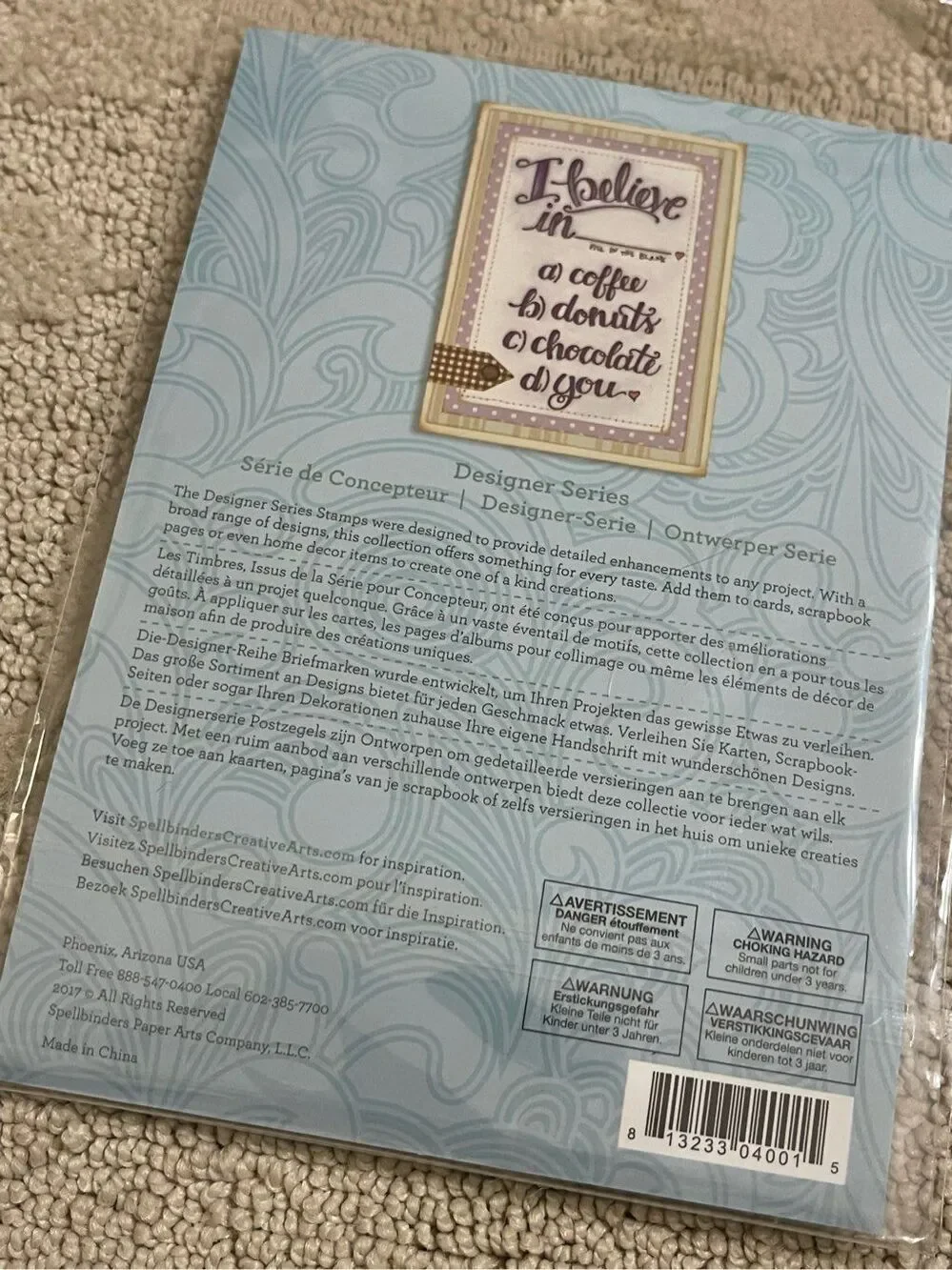 Spellbinders Designer Series SBS-132 Cling Stamp “I Believe In”